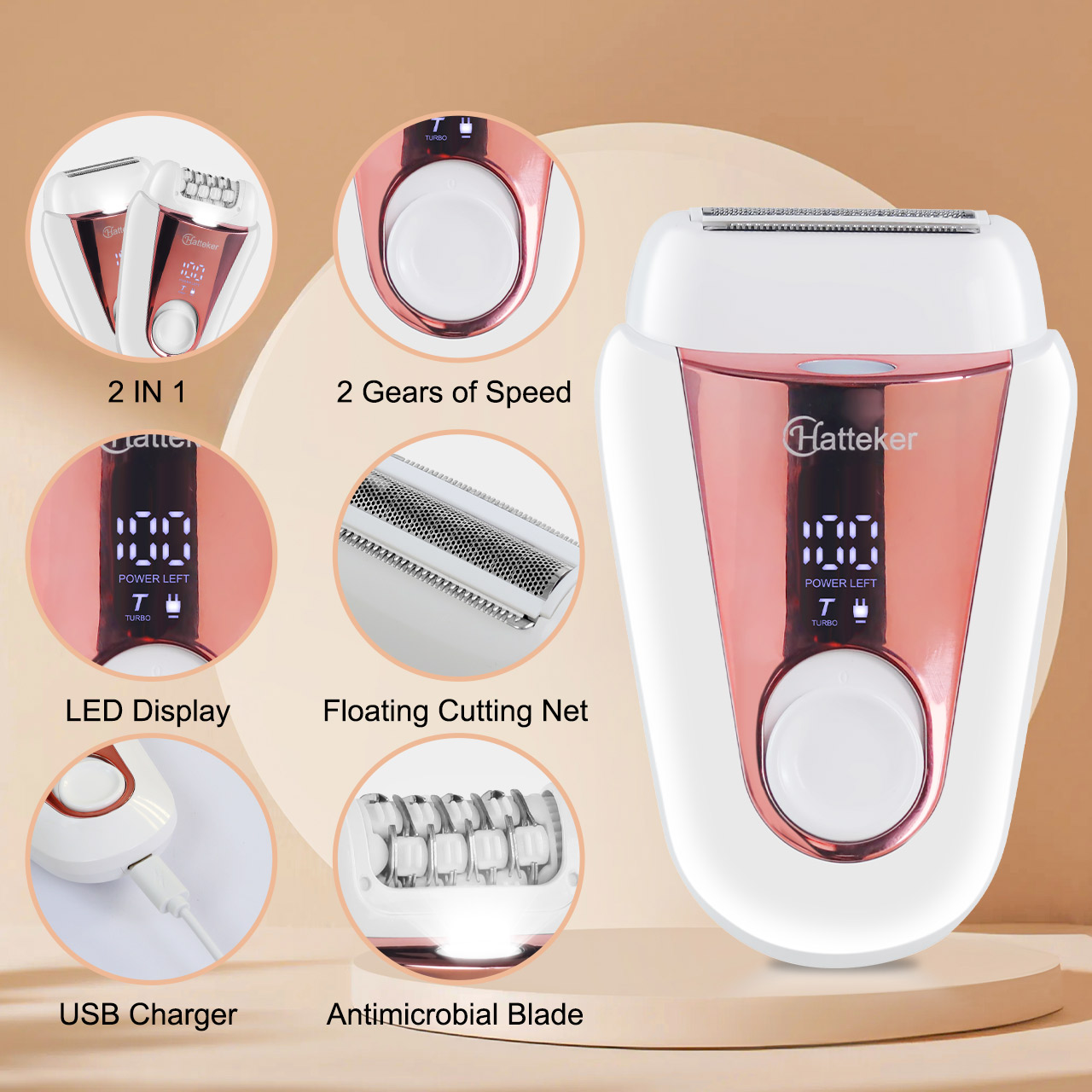 하테커 2-in-1 여성용 충전식 제모기, 얼굴 및 다 - Epilator Wireless 리뷰 및 가격